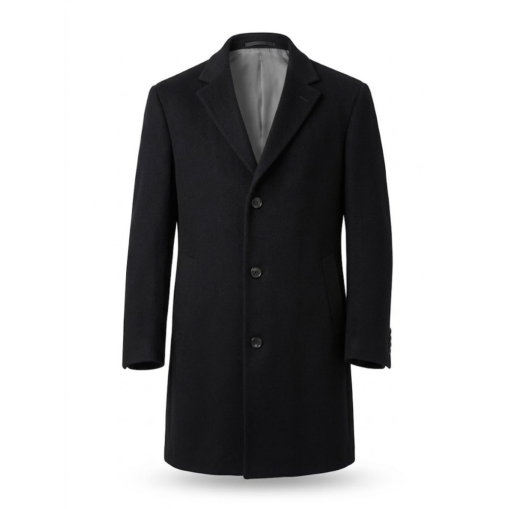Calvin Klein Overcoat Mens 40R Black Top Coat Wool Blend Classic Dark Academia